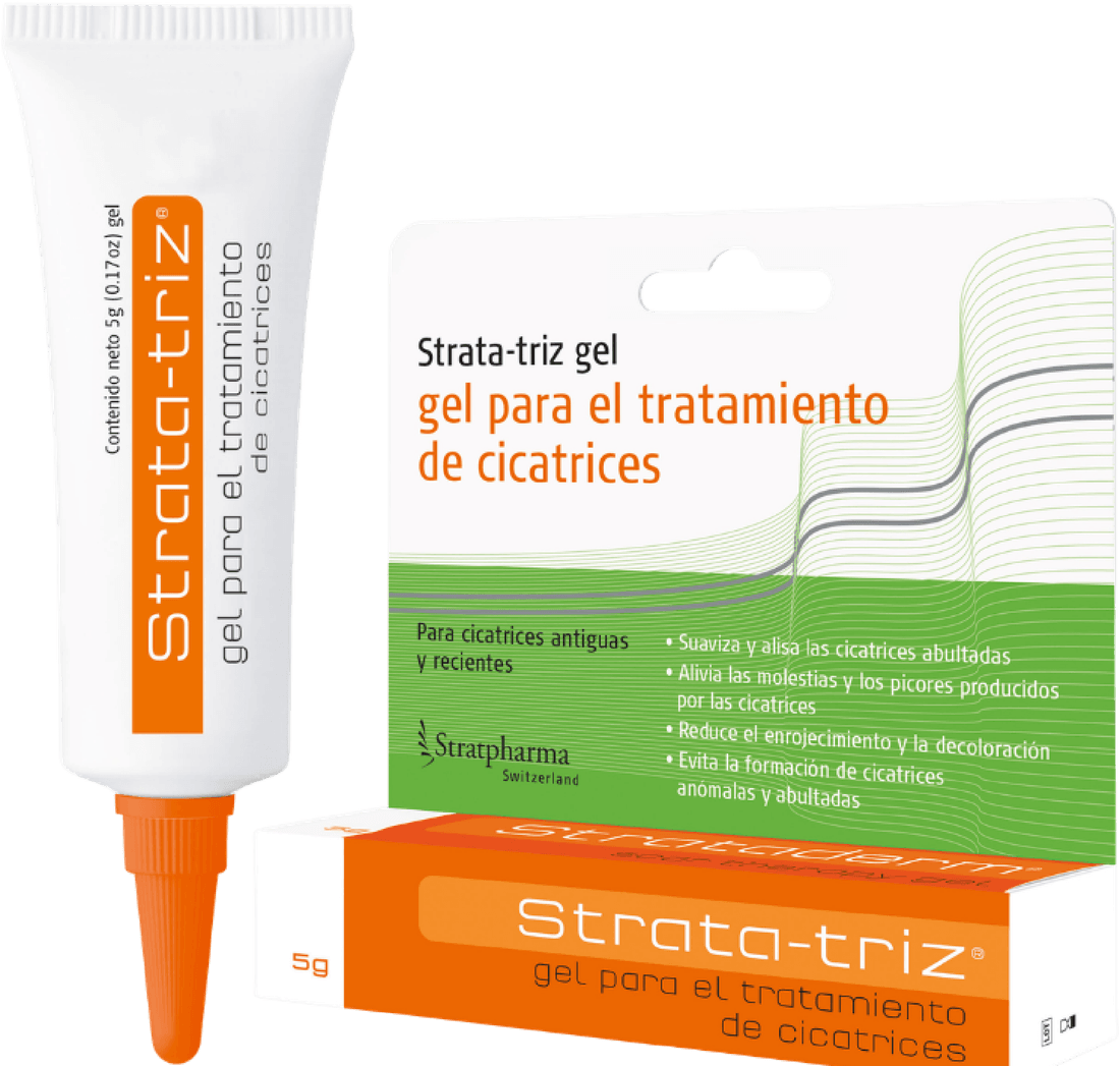 Envase y tubo de Strata-triz, gel de silicona para el tratamiento de cicatrices